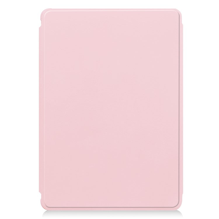 For Samsung Galaxy Tab S9 FE Case Leather+Acrylic Rotary Stand Cover with Bluetooth Keyboard - Pink