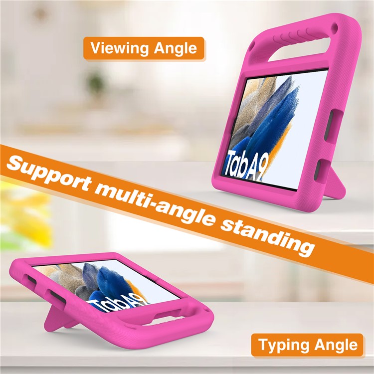 For Samsung Galaxy Tab A9 Case Shockproof Kickstand EVA Tablet Cover with Handle - Rose