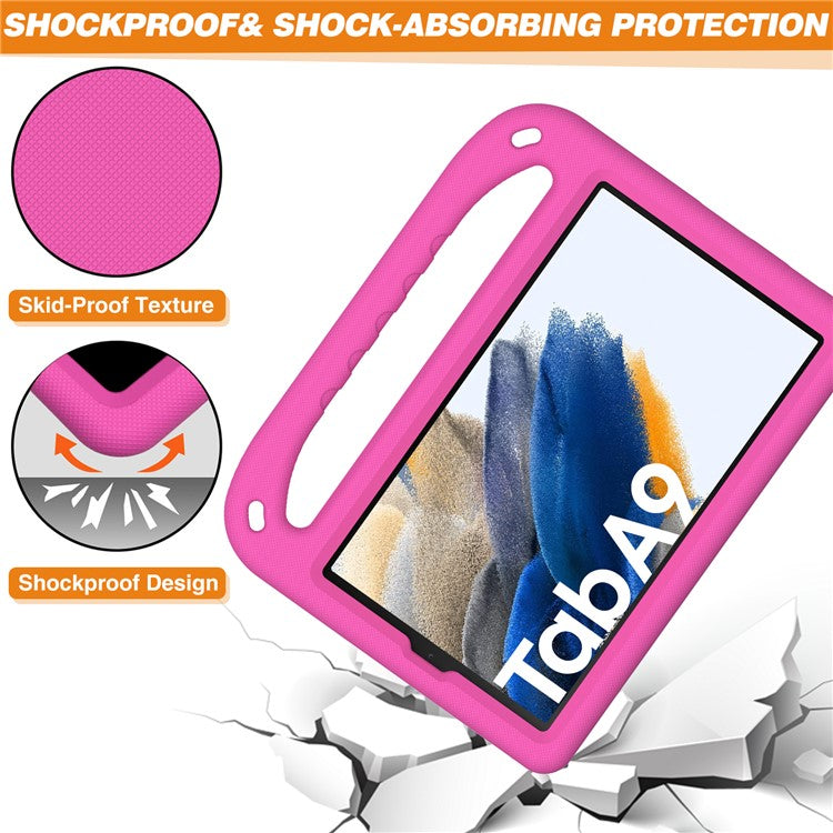 For Samsung Galaxy Tab A9 Case Shockproof Kickstand EVA Tablet Cover with Handle - Rose