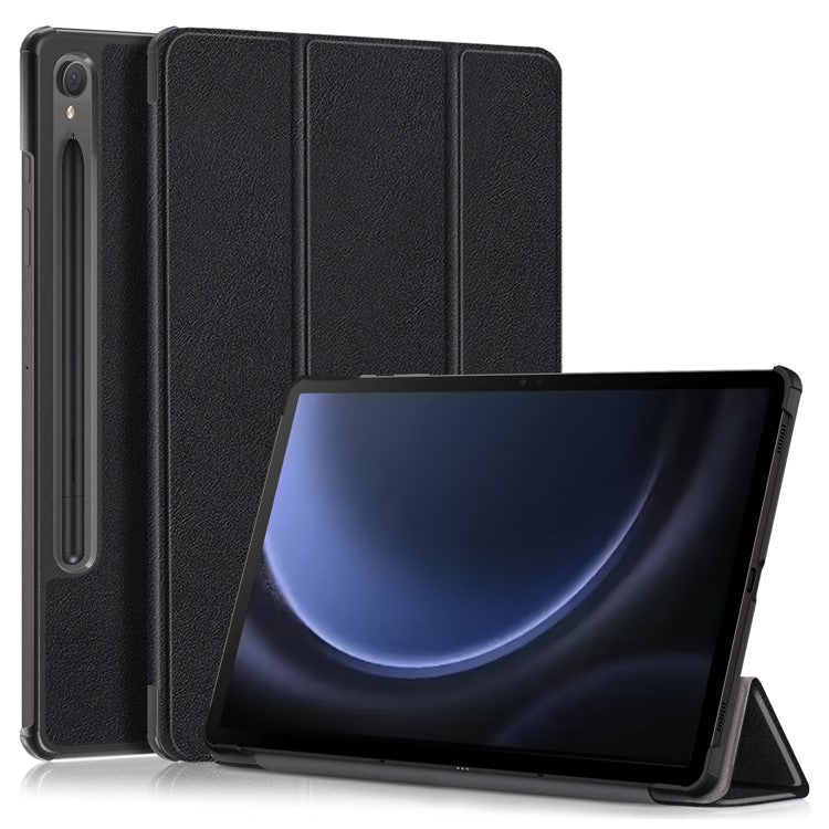 For Samsung Galaxy Tab S9 FE sm-x510 sm-x516 Leather Case Trifold Stand Tablet Cover - Black