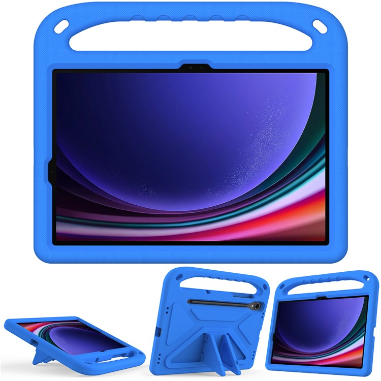 For Samsung Galaxy Tab S9 FE Case Kickstand EVA Tablet Cover with Hand Grip - Blue