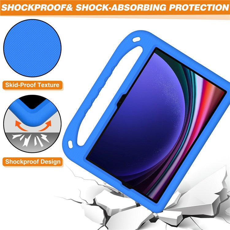 For Samsung Galaxy Tab S9 FE Case Kickstand EVA Tablet Cover with Hand Grip - Blue