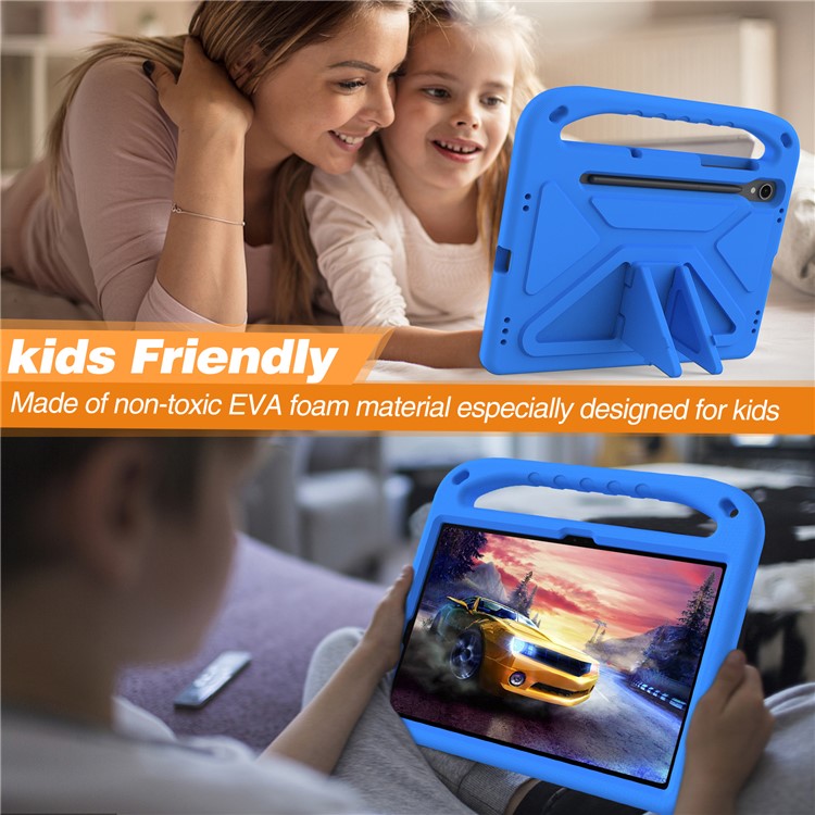 For Samsung Galaxy Tab S9 FE Case Kickstand EVA Tablet Cover with Hand Grip - Blue