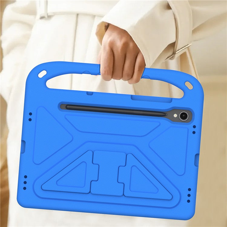 For Samsung Galaxy Tab S9 FE Case Kickstand EVA Tablet Cover with Hand Grip - Blue