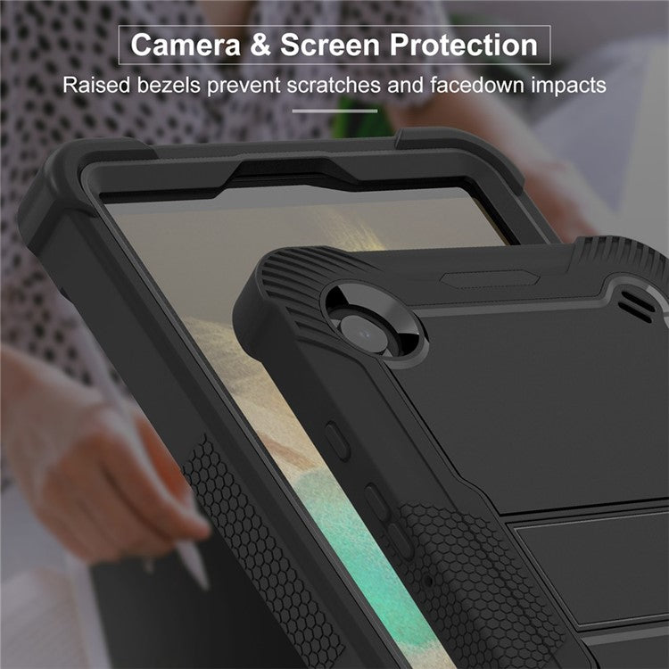 For Samsung Galaxy Tab A9 Kickstand Cover Silicone + PC Defender Shockproof Tablet Case - Black