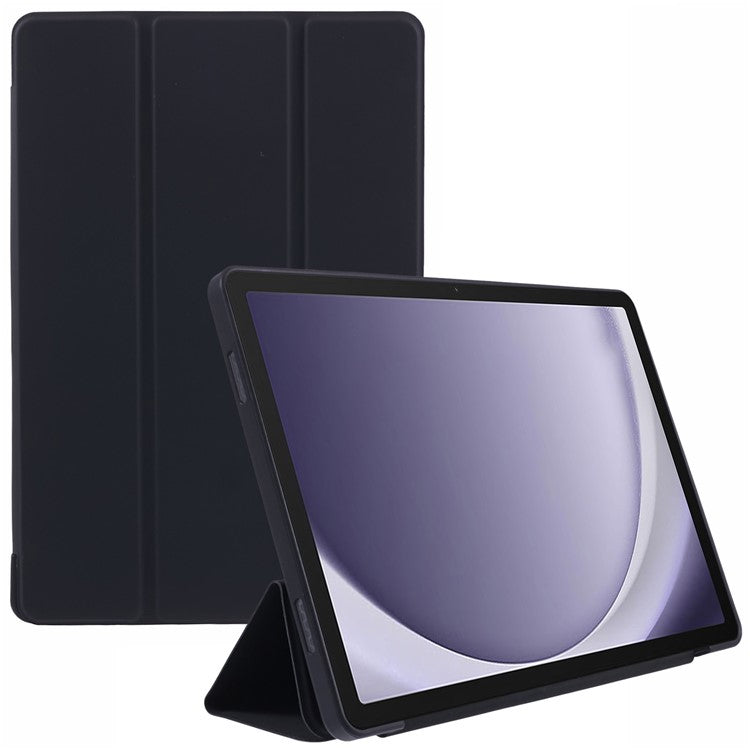 For Samsung Galaxy Tab A9 Tri-fold Stand Cover PU Leather Honeycomb Texture Tablet Case - Black