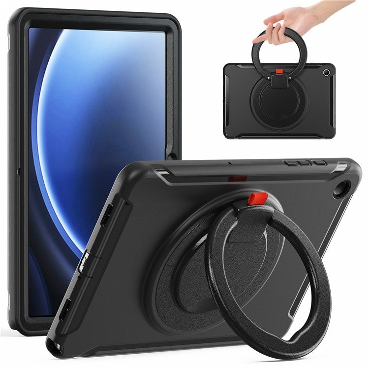 For Samsung Galaxy Tab A9+ Case Rotary Kickstand PC + TPU Tablet Cover - Black