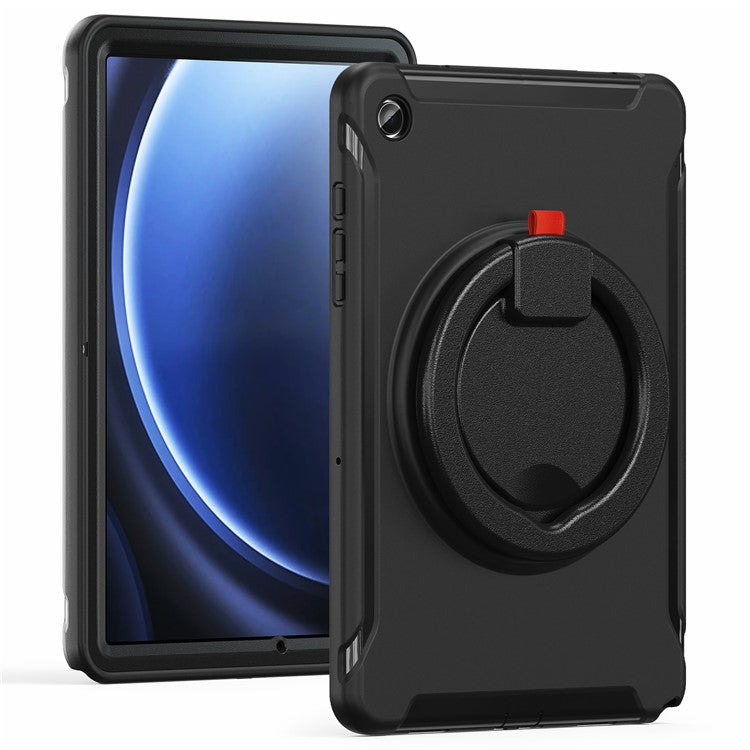 For Samsung Galaxy Tab A9+ Case Rotary Kickstand PC + TPU Tablet Cover - Black