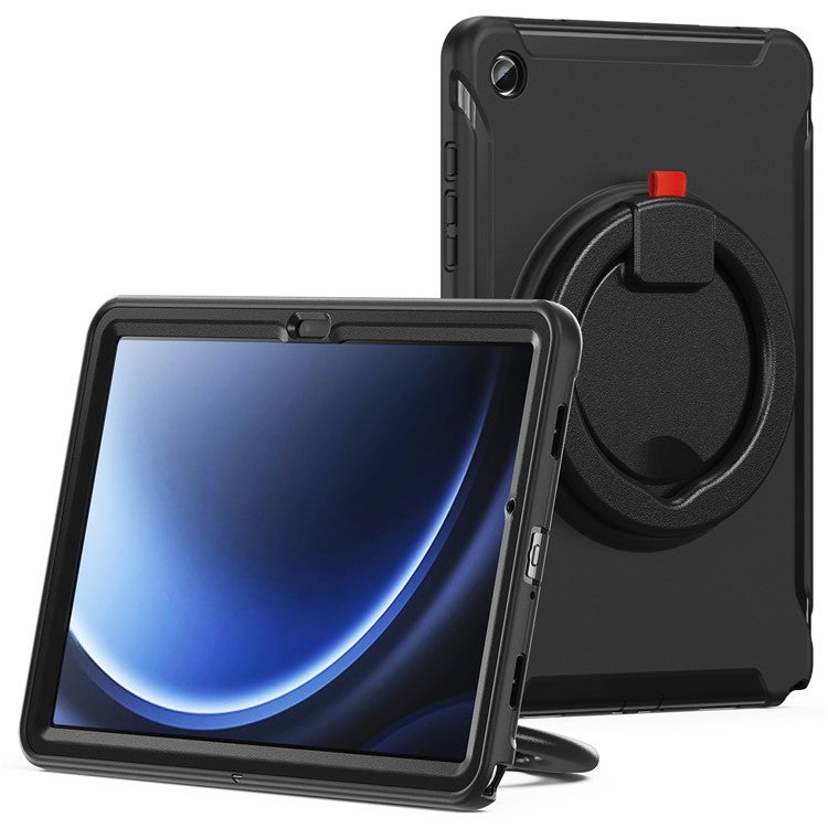 For Samsung Galaxy Tab A9+ Case Rotary Kickstand PC + TPU Tablet Cover - Black