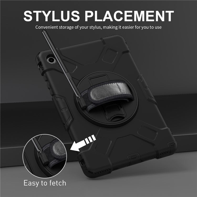 For Samsung Galaxy Tab A9+ Case Hand Strap Kickstand PC + Silicone Cover with Shoulder Strap