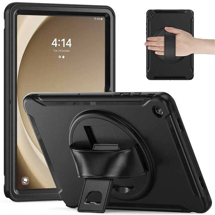 For Samsung Galaxy Tab A9+ Kickstand Back Cover PC+TPU Tablet Case - Black