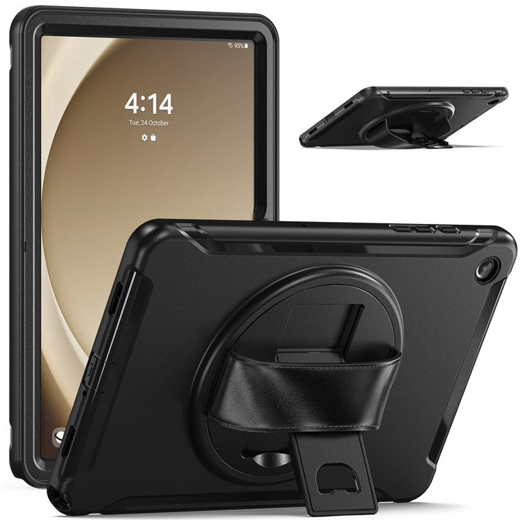 For Samsung Galaxy Tab A9+ Kickstand Back Cover PC+TPU Tablet Case - Black