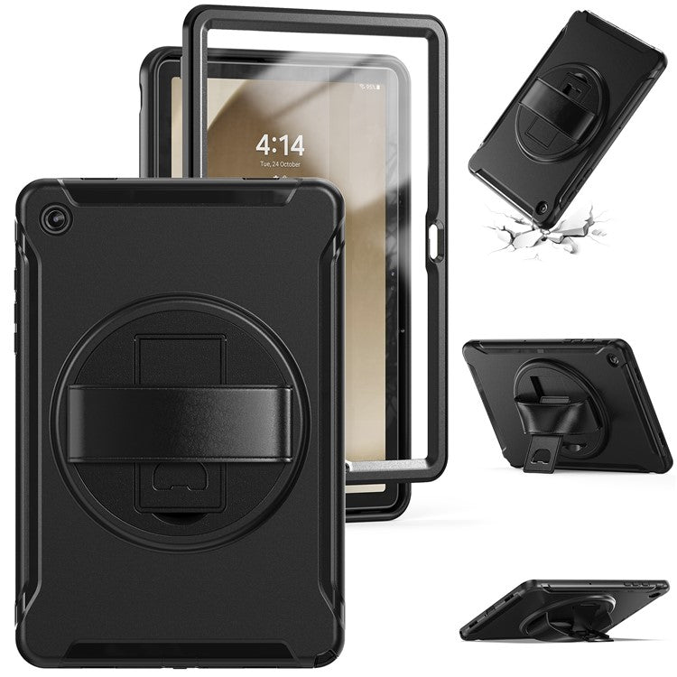 For Samsung Galaxy Tab A9+ Kickstand Back Cover PC+TPU Tablet Case - Black