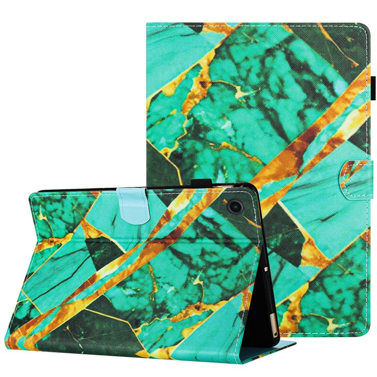 For Honor Pad 6 / Pad X6 / Huawei Enjoy Tablet 2 / MatePad T 10 / T 10S Case PU Leather Pattern Tablet Cover - Gold+Green Marble