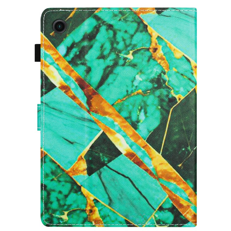 For Honor Pad 6 / Pad X6 / Huawei Enjoy Tablet 2 / MatePad T 10 / T 10S Case PU Leather Pattern Tablet Cover - Gold+Green Marble