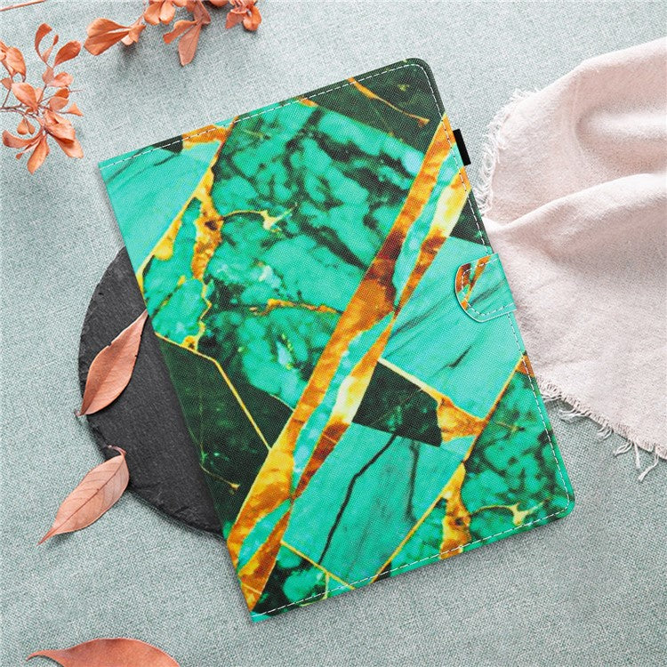 For Honor Pad 6 / Pad X6 / Huawei Enjoy Tablet 2 / MatePad T 10 / T 10S Case PU Leather Pattern Tablet Cover - Gold+Green Marble