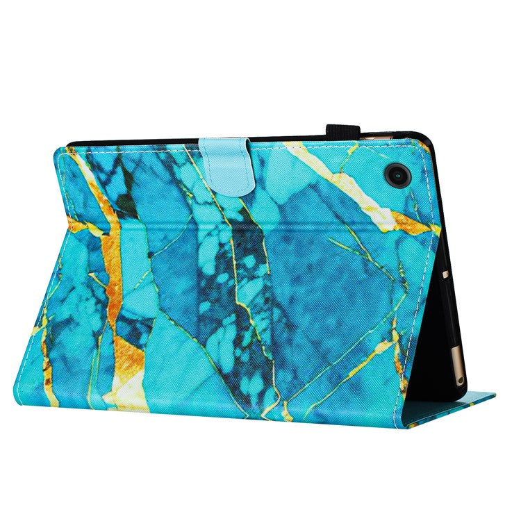 For Honor Pad 6 / Pad X6 / Huawei Enjoy Tablet 2 / MatePad T 10 / T 10S Case PU Leather Pattern Tablet Cover - Gold+Blue Marble