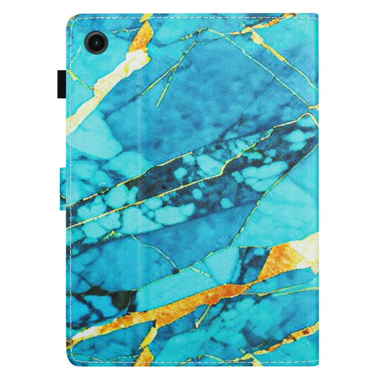 For Honor Pad 6 / Pad X6 / Huawei Enjoy Tablet 2 / MatePad T 10 / T 10S Case PU Leather Pattern Tablet Cover - Gold+Blue Marble