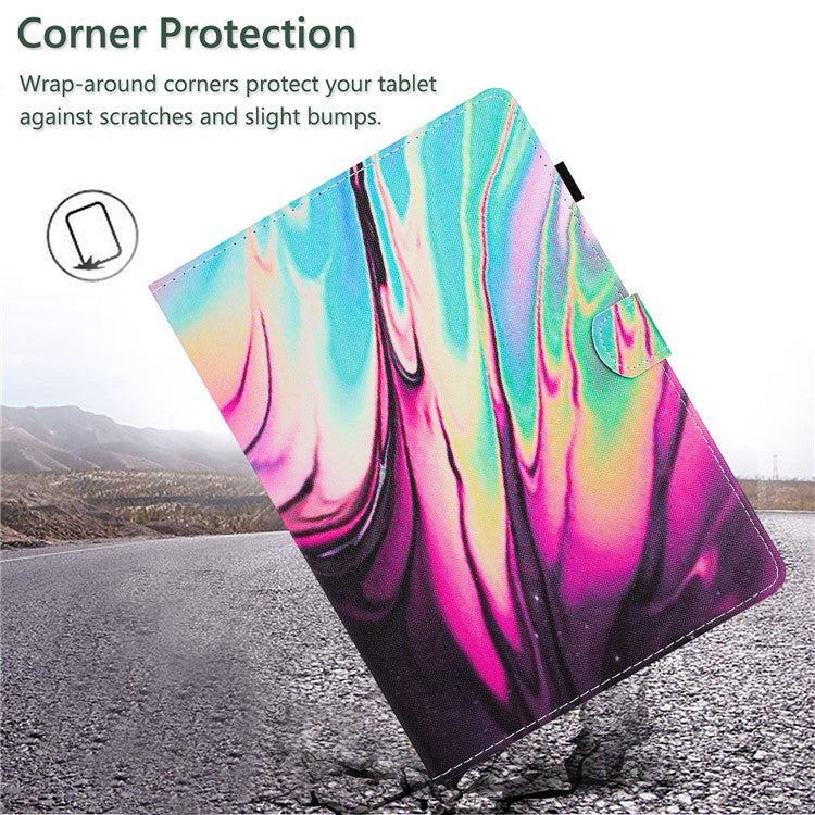 For Honor Pad 6 / Pad X6 / Huawei Enjoy Tablet 2 / MatePad T 10 / T 10S Case PU Leather Pattern Tablet Cover - Rose+Blue Marble