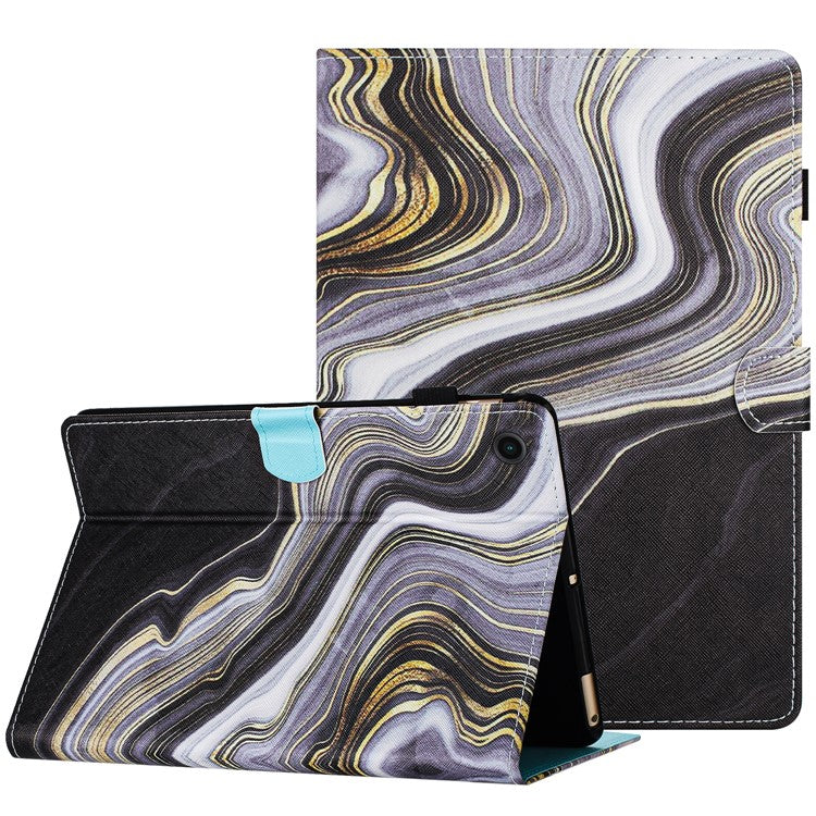 For Honor Pad 6 / Pad X6 / Huawei Enjoy Tablet 2 / MatePad T 10 / T 10S Case PU Leather Pattern Tablet Cover - Black+Gold Marble