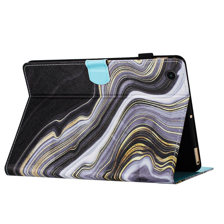 For Honor Pad 6 / Pad X6 / Huawei Enjoy Tablet 2 / MatePad T 10 / T 10S Case PU Leather Pattern Tablet Cover - Black+Gold Marble