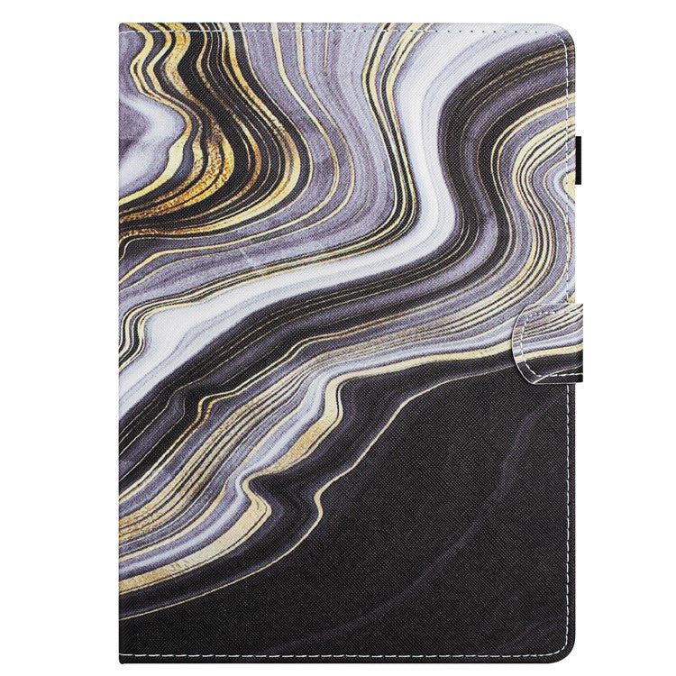 For Honor Pad 6 / Pad X6 / Huawei Enjoy Tablet 2 / MatePad T 10 / T 10S Case PU Leather Pattern Tablet Cover - Black+Gold Marble