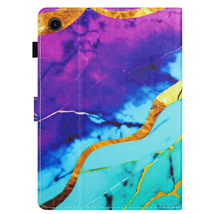 For Honor Pad 6 / Pad X6 / Huawei Enjoy Tablet 2 / MatePad T 10 / T 10S Case PU Leather Pattern Tablet Cover - Purple+Blue Marble