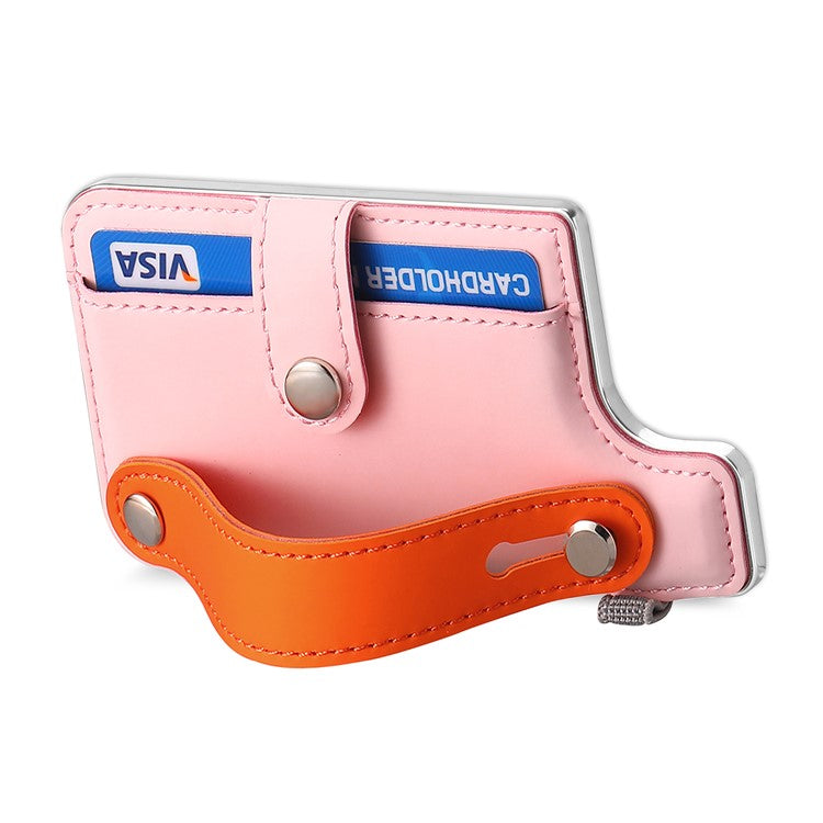 Phone Card Holder Wristband Kickstand PU Leather Phone Card Bag - Pink