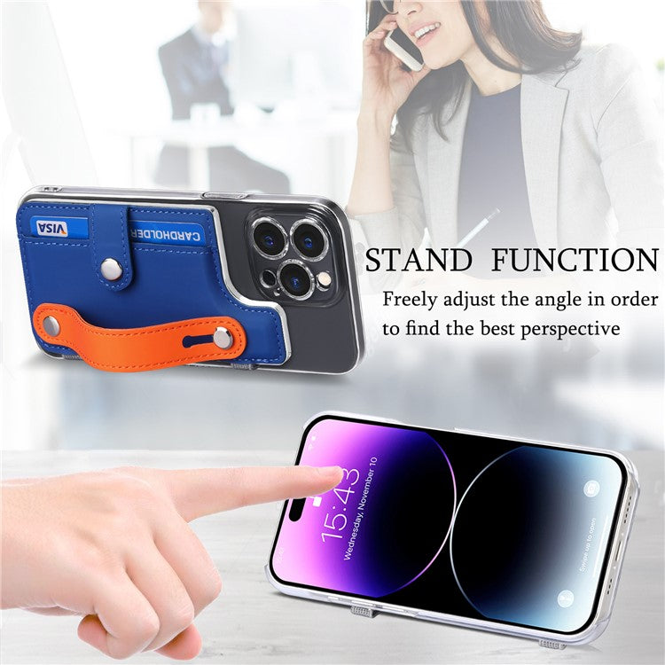 Phone Card Holder Wristband Kickstand PU Leather Phone Card Bag - Sapphire