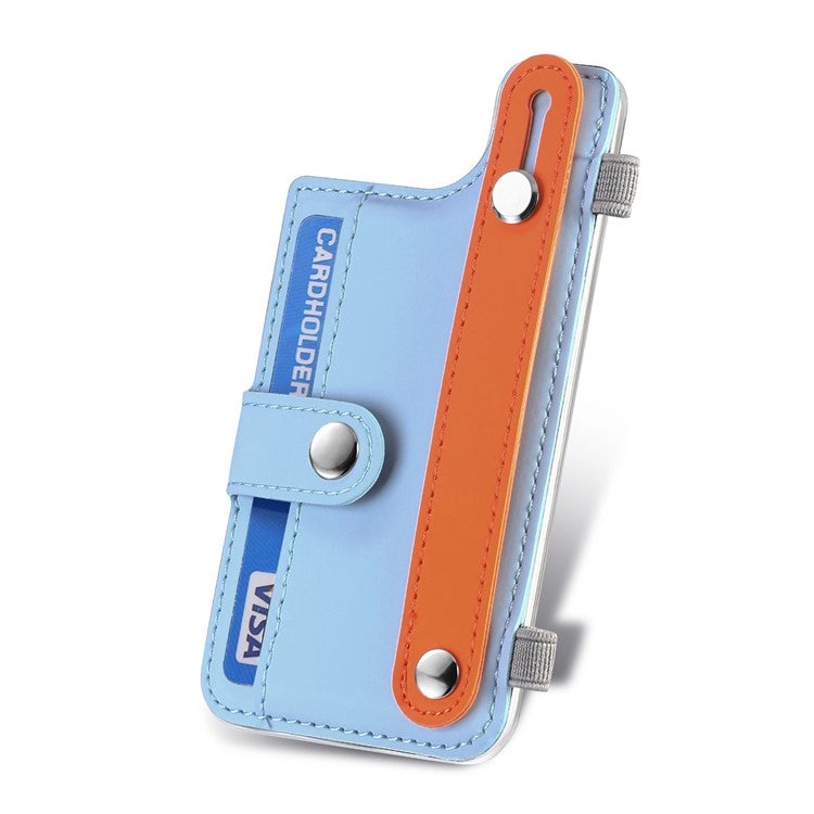 Phone Card Holder Wristband Kickstand PU Leather Phone Card Bag - Baby Blue