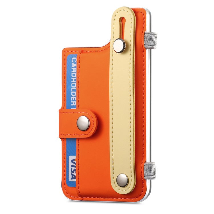 Phone Card Holder Wristband Kickstand PU Leather Phone Card Bag - Orange