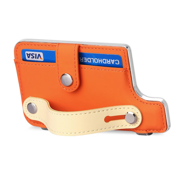 Phone Card Holder Wristband Kickstand PU Leather Phone Card Bag - Orange