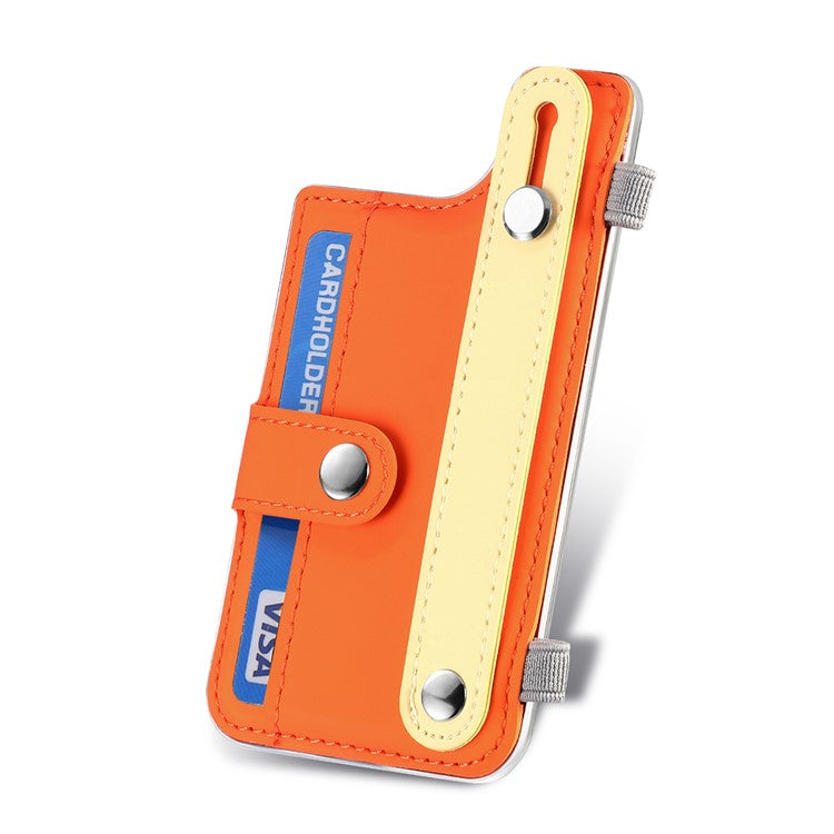 Phone Card Holder Wristband Kickstand PU Leather Phone Card Bag - Orange