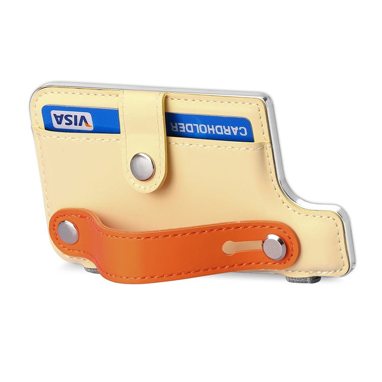 Phone Card Holder Wristband Kickstand PU Leather Phone Card Bag - Yellow