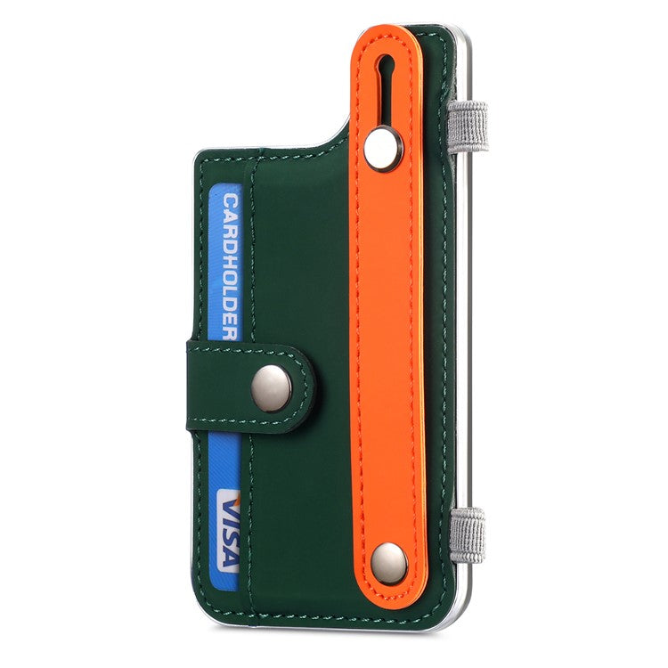 Phone Card Holder Wristband Kickstand PU Leather Phone Card Bag - Blackish Green