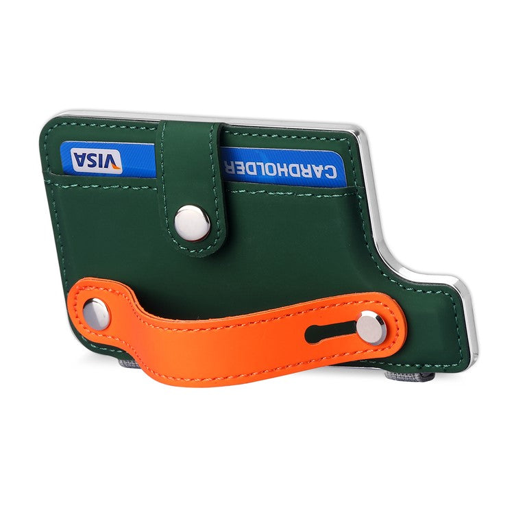 Phone Card Holder Wristband Kickstand PU Leather Phone Card Bag - Blackish Green