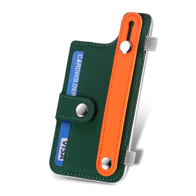 Phone Card Holder Wristband Kickstand PU Leather Phone Card Bag - Blackish Green