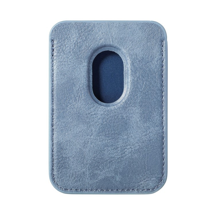 Magnetic Card Holder Carbon Fiber Texture PU Leather Phone Card Bag - Blue