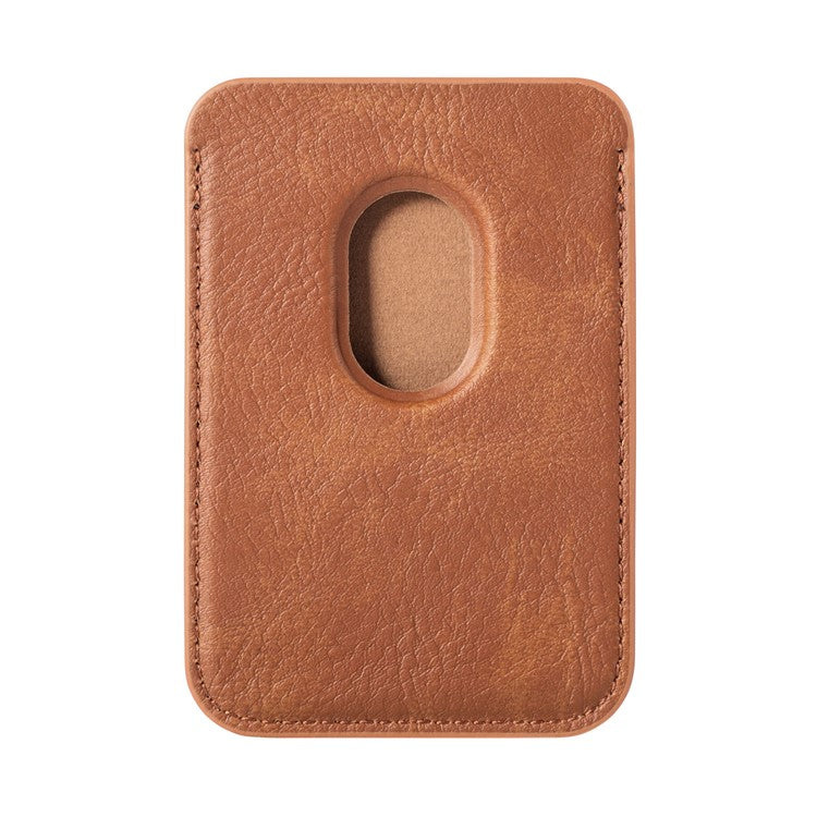 Magnetic Card Holder Carbon Fiber Texture PU Leather Phone Card Bag - Brown