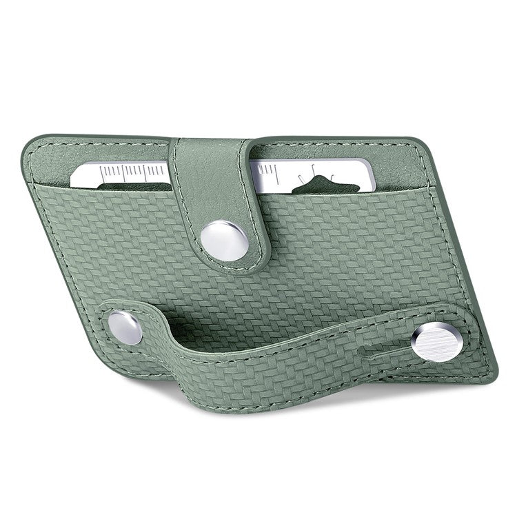 Carbon Fiber Phone Card Holder Wristband Kickstand Leather Card Bag with Card Knife - Green