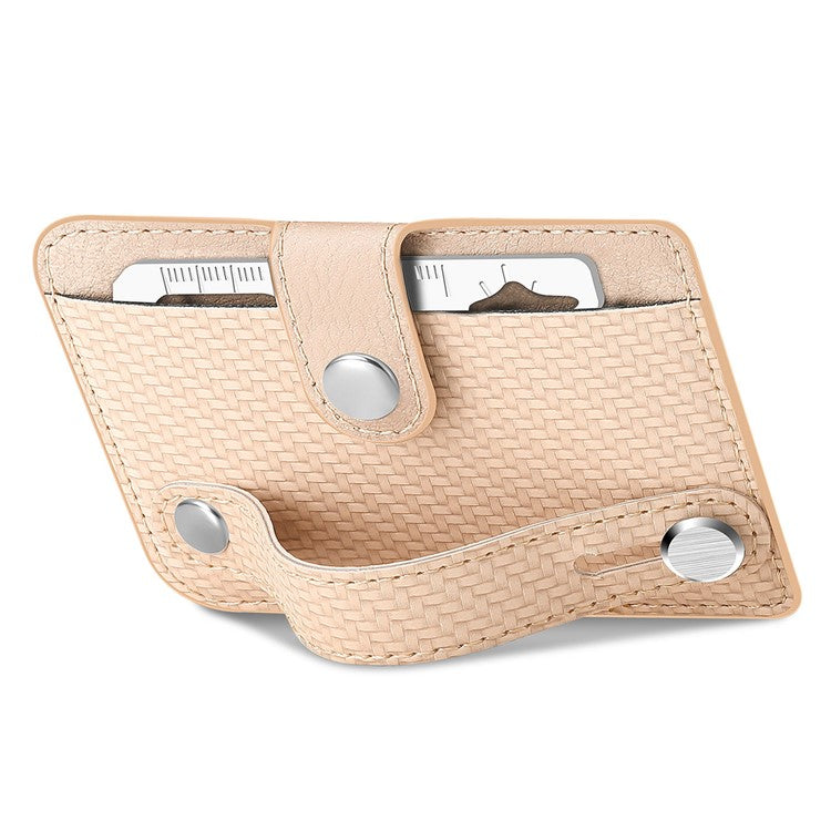 Carbon Fiber Phone Card Holder Wristband Kickstand Leather Card Bag with Card Knife - Khaki