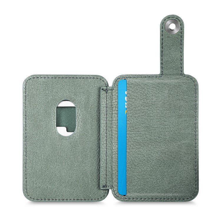 Phone Card Holder Carbon Fiber Texture Kickstand Adhesive PU Leather Card Bag - Green