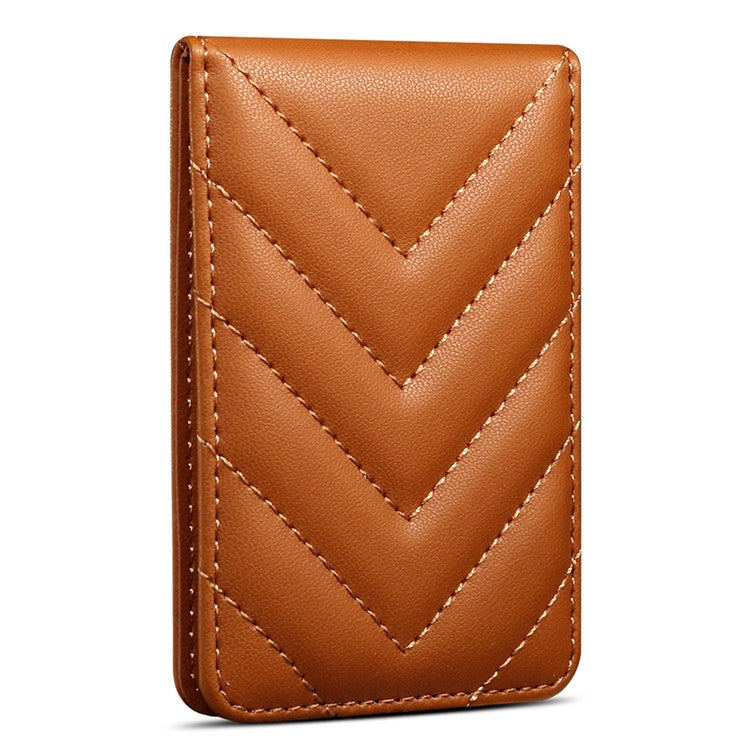 Adhesive Card Holder for Smart Phones Leather Card Bag with RFID Blocking, Kickstand - Brown