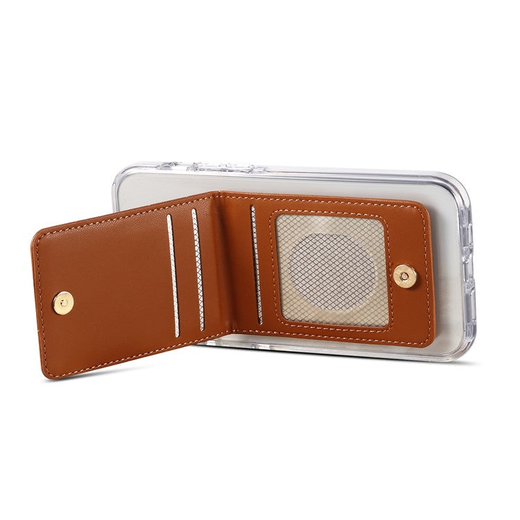 Adhesive Card Holder for Smart Phones Leather Card Bag with RFID Blocking, Kickstand - Brown