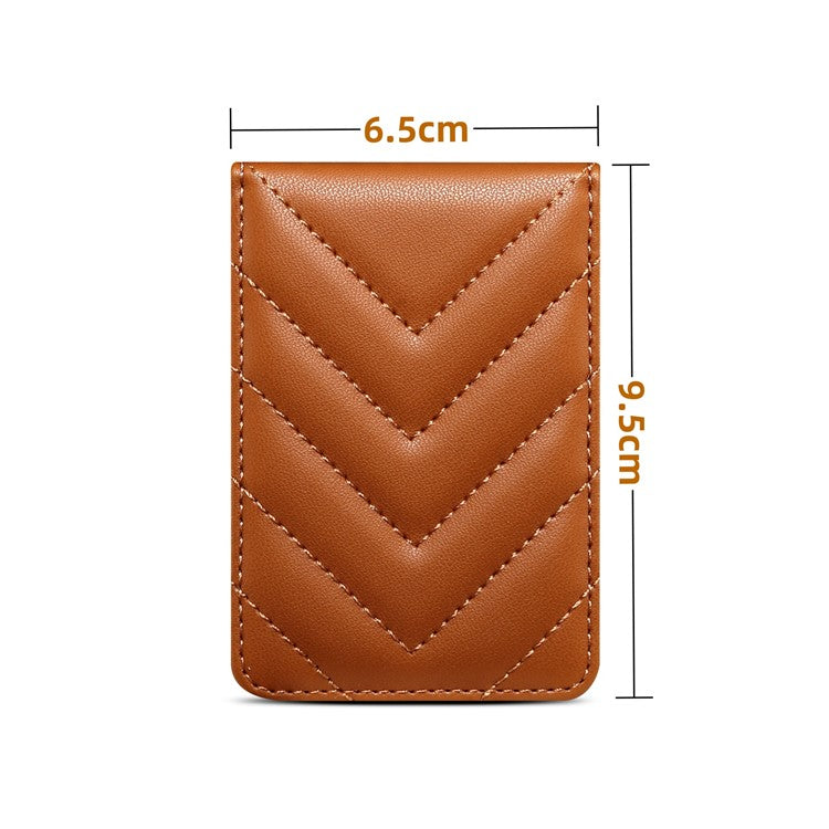 Adhesive Card Holder for Smart Phones Leather Card Bag with RFID Blocking, Kickstand - Brown