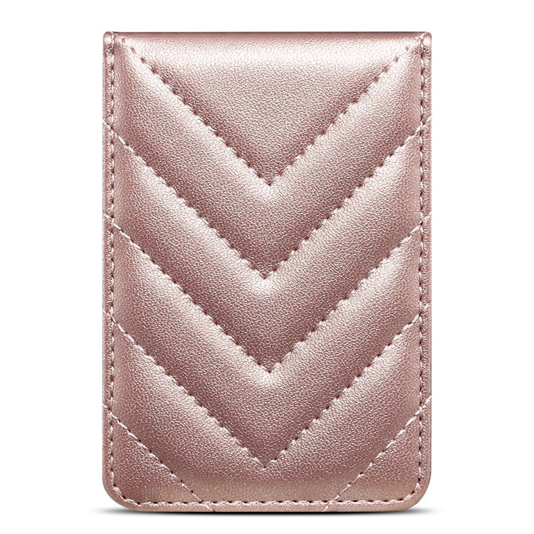 Adhesive Card Holder for Smart Phones Leather Card Bag with RFID Blocking, Kickstand - Rose Gold