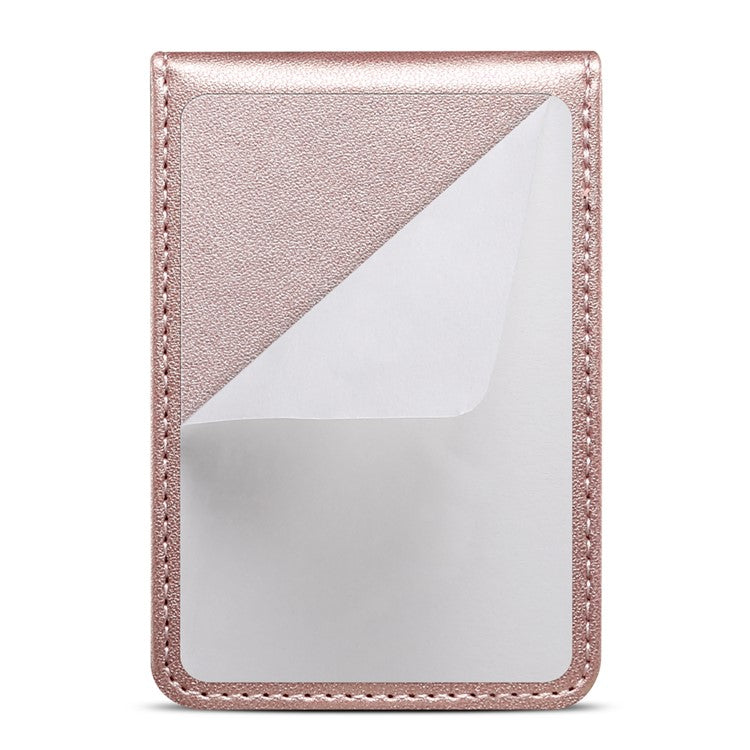 Adhesive Card Holder for Smart Phones Leather Card Bag with RFID Blocking, Kickstand - Rose Gold