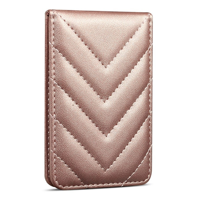 Adhesive Card Holder for Smart Phones Leather Card Bag with RFID Blocking, Kickstand - Rose Gold