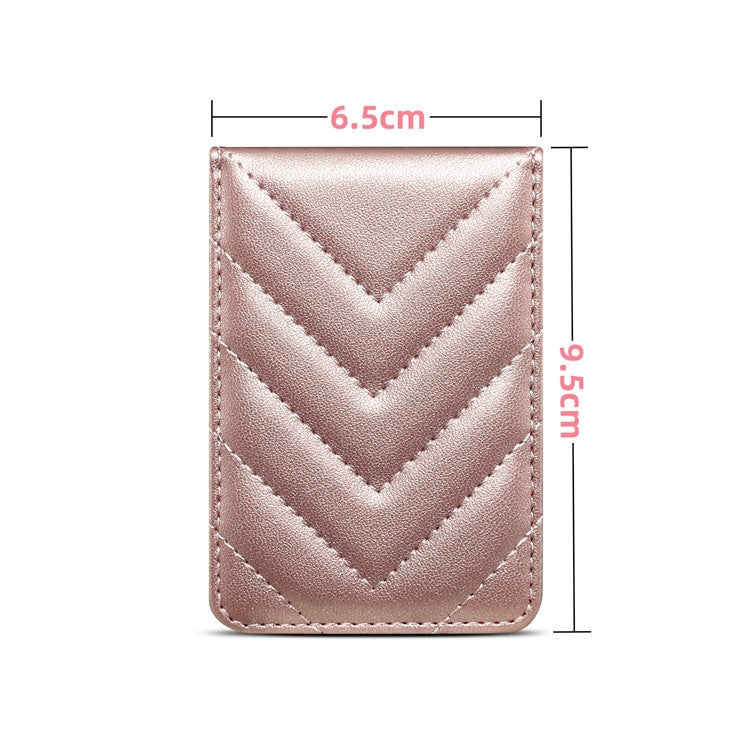 Adhesive Card Holder for Smart Phones Leather Card Bag with RFID Blocking, Kickstand - Rose Gold