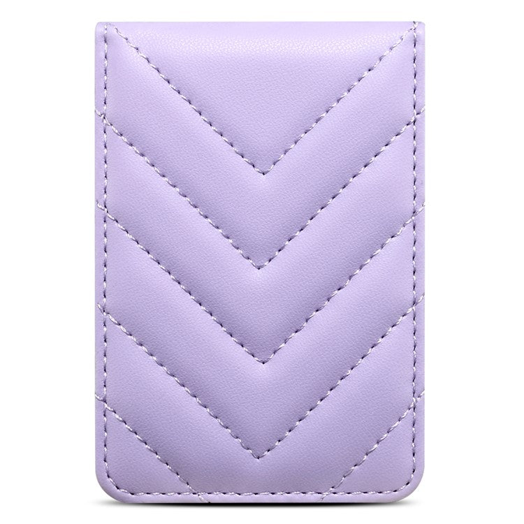 Adhesive Card Holder for Smart Phones Leather Card Bag with RFID Blocking, Kickstand - Purple